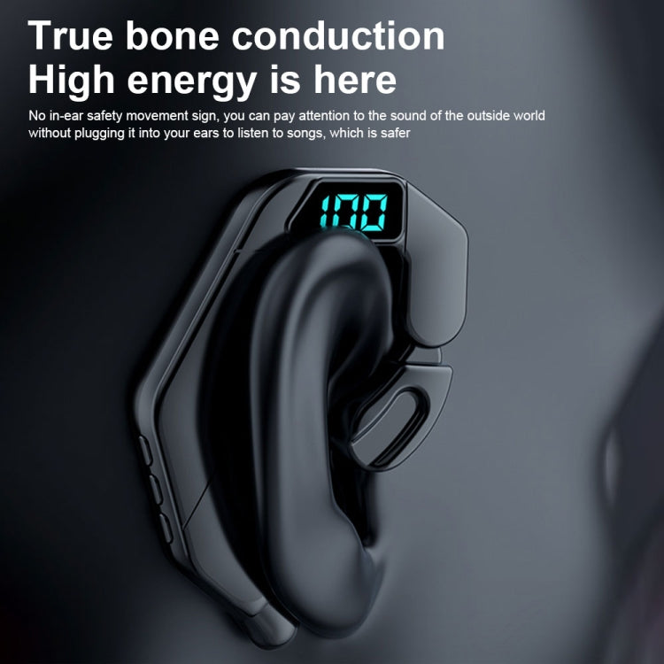 V19 Bone Conduction Digital Display Stereo Hanging Ear Sports Bluetooth Headset, V19 White, V19 Pink, V19 Blue, V19 Green, V19 Black